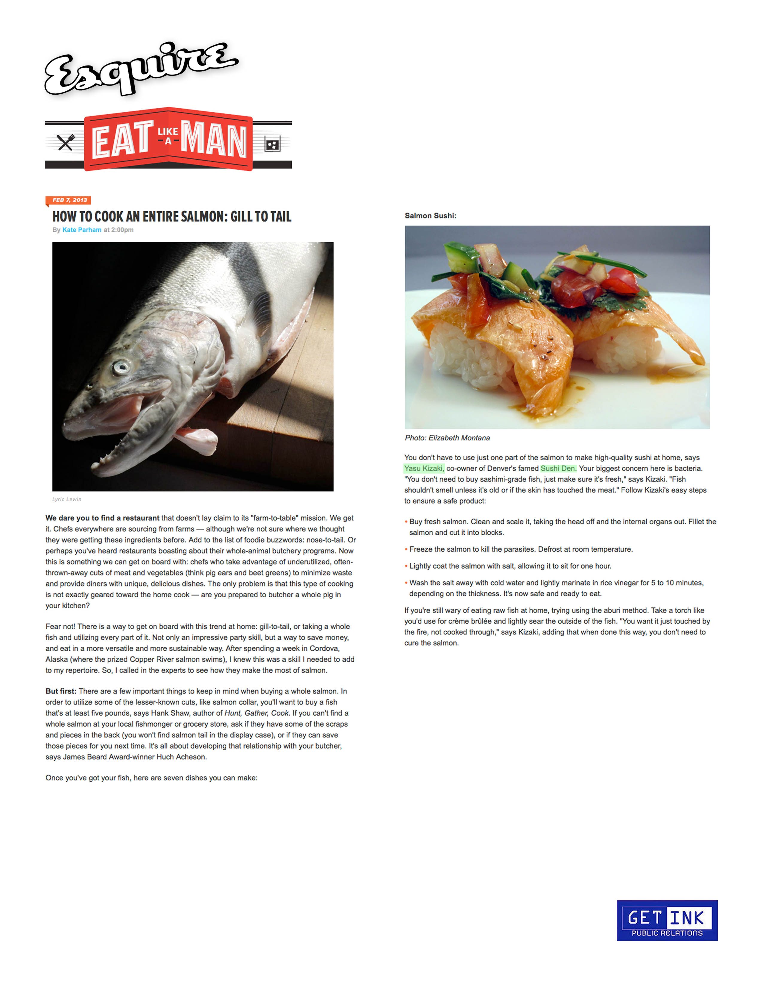 Sushi Den Denver Esquire magazine - Get Ink PR