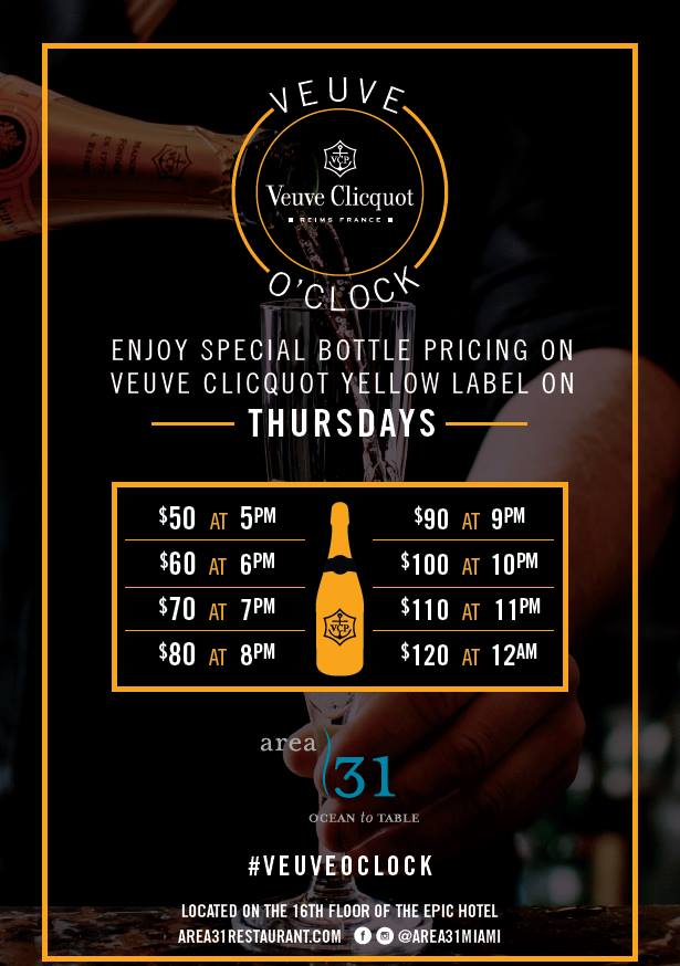 Veuve Clicquot, Veuve O'Clock Area 31 Miami - Get Ink PR